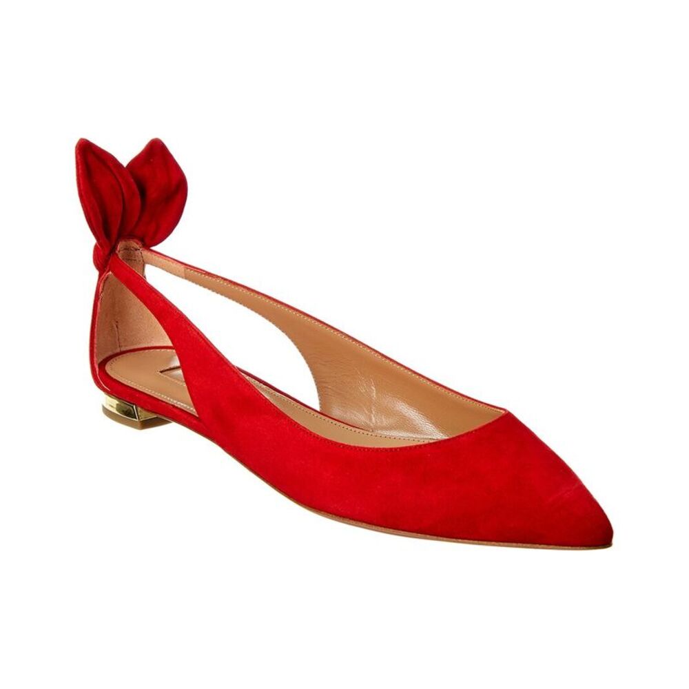 Aquazzura Deneuve Suede Flat, Red